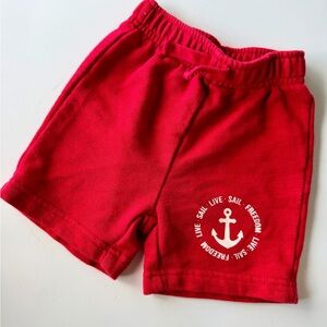 Kids Red Anchor Print Shorts